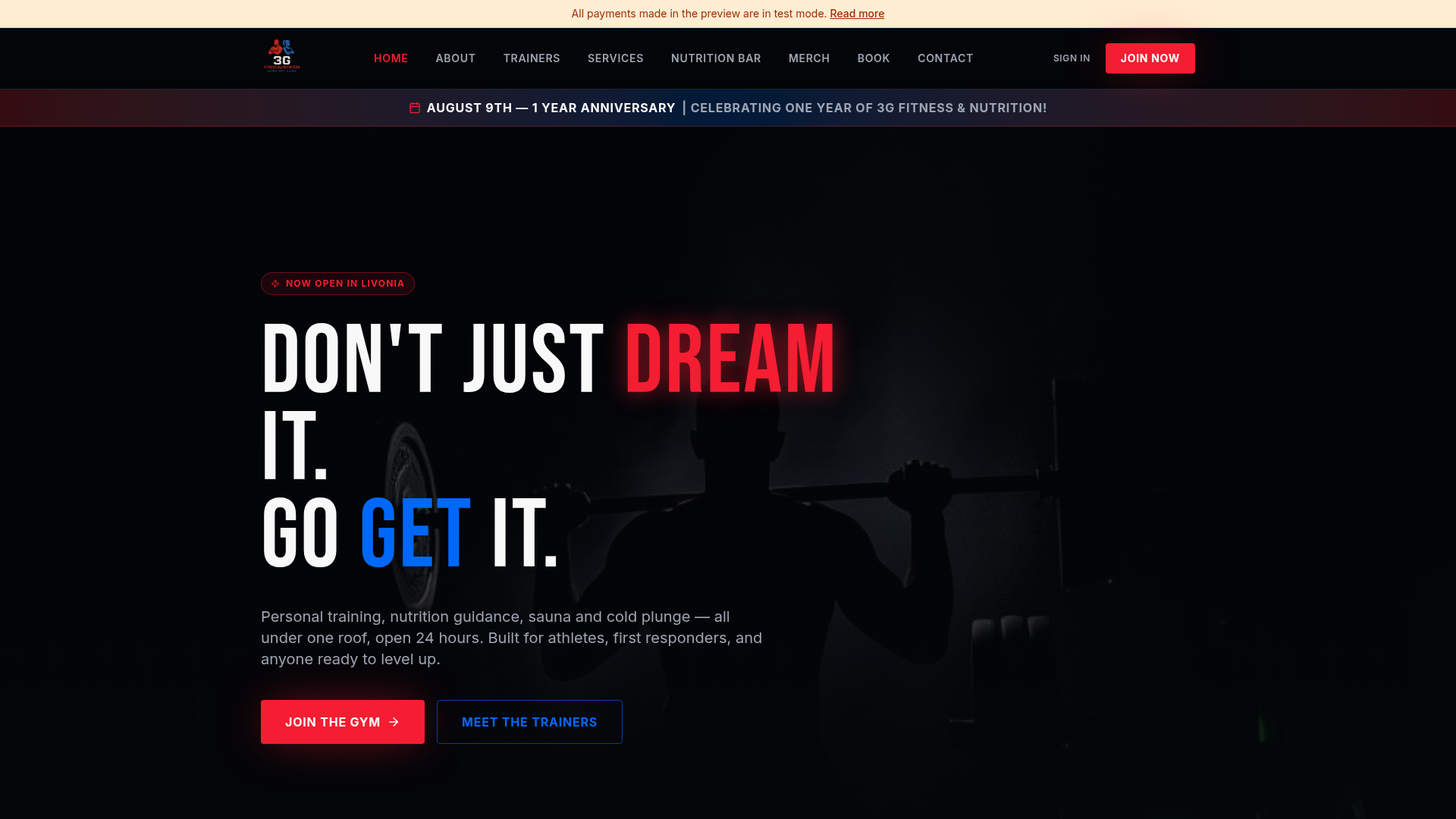3G Fitness and Nutrition website — designed and built by Majed Web Designs